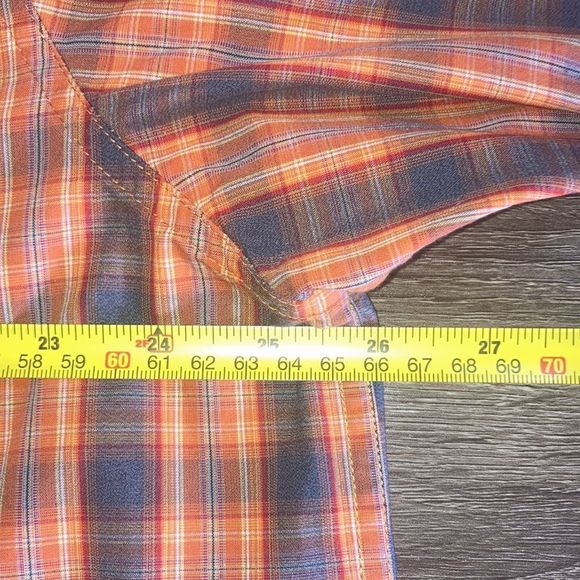 Mens Large Tall Eddie Bauer Mens Orange Plaid Long Sleeves Button Up - Picture 5 of 9